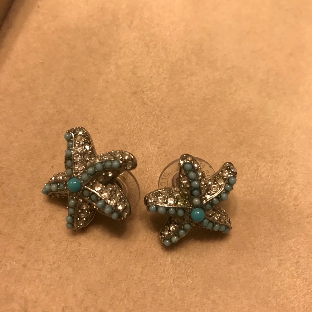Stella & Dot starfish earrings rhinestone EUC
